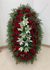 Венок из живых цветов ЖВ-4 "Лилия, роза" (100 см)